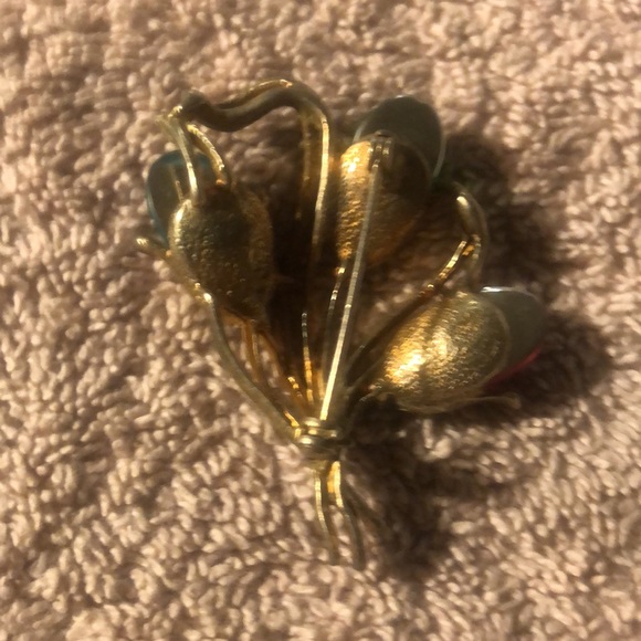 Vintage pin gold tone flowers with frosted colored centers - Picture 2 of 2